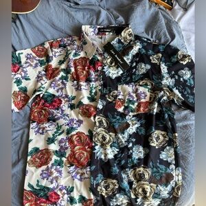 lars amadeus Floral Multicolor Split Shortsleeve TShirt NEW TAGS Size Small